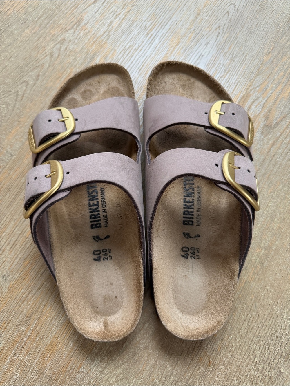 Birkenstock Arizona Pale Mauve Suede Double-Buckle Sandals